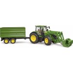 Bruder 3155 Traktor John Deere 7R 350 s čelním nakladačem a přívěsem – Zboží Mobilmania