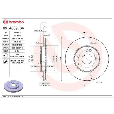 Brzdový kotouč BREMBO 09.4869.34 – Hledejceny.cz
