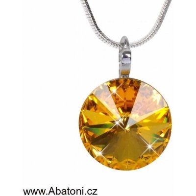 Swarovski Elements Stříbrný náhrdelník (přívěsek + řetízek) žluto oranžový kulatý 54018.3 Sunflower – Hledejceny.cz