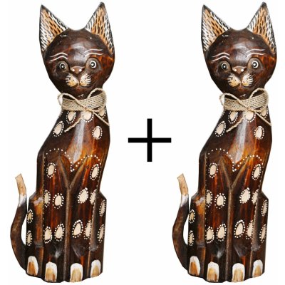 Dřevěná socha kočky Irena 31 cm | 1 + 1 zdarma – Zboží Mobilmania