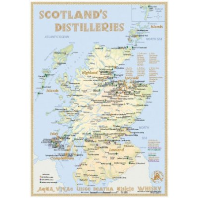 Whisky Distilleries Scotland - Tasting Map 1:2.000.000 – Sleviste.cz
