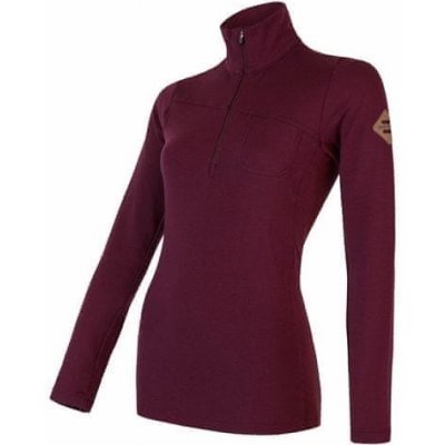 Sensor Dámské triko merino Extreme dl.rukáv zip port red