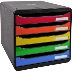 Exacompta zásuvkový box Iderama, A4 maxi, 5 zásuvek, PS černý
