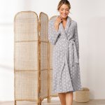 Blancheporte Fleecový župan s dlouhými rukávy šedá potisk puntíky – Sleviste.cz