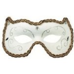 Plesová škraboška bílá s ornamenty 19 cm – Sleviste.cz