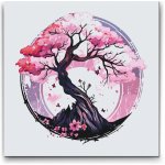 Vymalujsisam.cz Barevný sakura bonsai Velikost 50 x 50 cm Rámování Na kartonové desce – Zboží Dáma