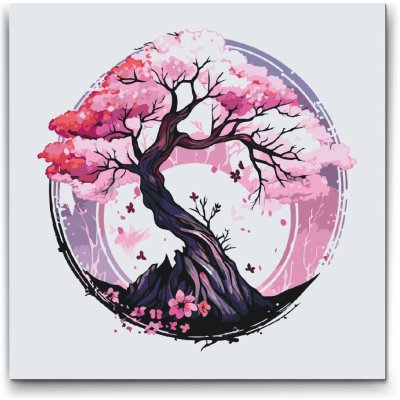 Vymalujsisam.cz Barevný sakura bonsai Velikost 50 x 50 cm Rámování Na kartonové desce – Zboží Dáma
