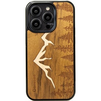 Pouzdro AppleMix BEWOOD Apple iPhone 14 Pro - intarzované - dřevěné - motiv hor – Zbozi.Blesk.cz