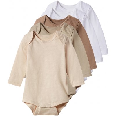 Lupilu Dětské body s BIO bavlnou 5kusů hnědá béžová bílá – Zboží Dáma