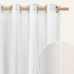 Záclona na kruzích s kuličkovým lemem v bílé barvě Šírka 140 cm | Dĺžka 280 cm biela Stříbrná