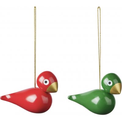 Kay Bojesen Dřevěné vánoční ozdoby Birds Red Green set 2 ks červená barva zelená barva dřevo – Hledejceny.cz