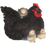 ED Zvířátka a postavy OUTDOOR"TRUE TO NATURE" Slepice s kuřaty,15cm,hnědá|bílá|černá|Esschert Design - černá