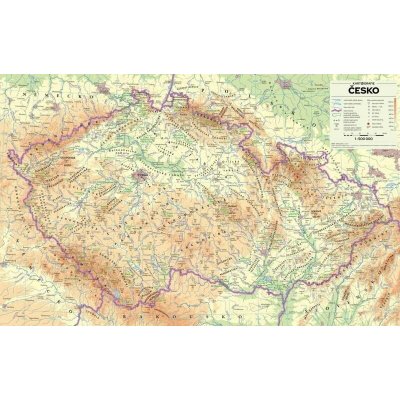 Česko - nástěnná fyzická mapa 1 : 500 000 – Sleviste.cz