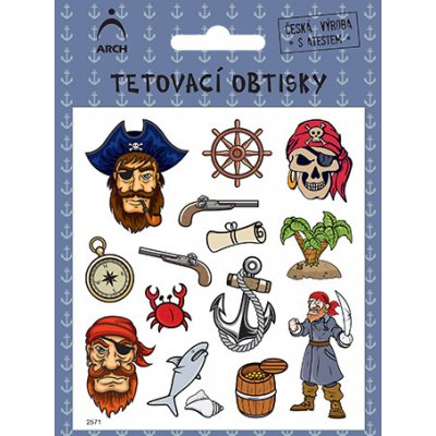Arch Tetovací obtisky s atestem pro děti 02 Piráti 14 x 11 cm – Zboží Mobilmania