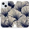 Pouzdro a kryt na mobilní telefon Apple Mobiwear - Apple iPhone 15 - VA41S Béžové květy na modré