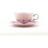 Hrnek a šálek Leander Čajový šálek s podšálkem modré květiny růžový porcelán 0,20 l