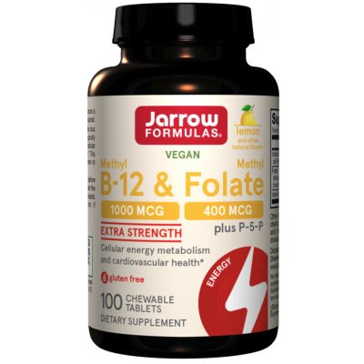 Jarrow Methyl B-12 & Methyl Folate 1000 mcg 400mcg 100 pastilek – Hledejceny.cz