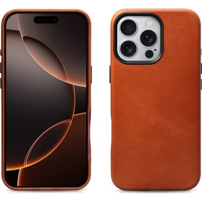 iCarer Kožený obal na iPhone 16 Pro MAX - iCarer, OilWax MagSafe Retro – Zboží Mobilmania