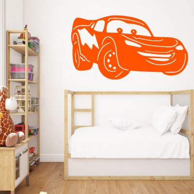 Živá Zeď Samolepka Blesk McQueen oranžová, rozměry 80 X 48 cm – Zboží Mobilmania