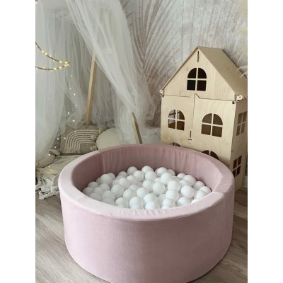 Trinity Velvet Velurový suchý bazének s míčky pudrově růžový 90 x 30 cm + 250 míčků – Sleviste.cz