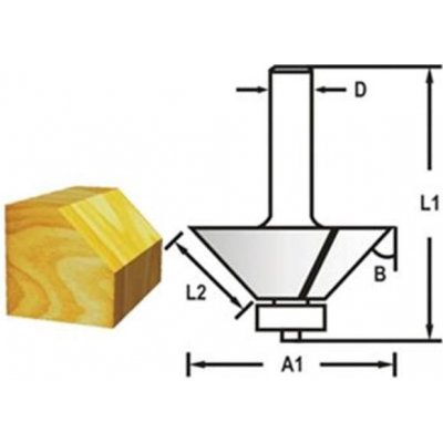 Makita D-48701 - Fréza do dřeva hranová s ložiskem pr. 41,3 mm výška 20 mm, úkos 45°, stopka pr. 8 mm – Hledejceny.cz