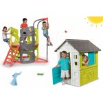 Smoby Set domček Pretty Blue so zasúvacou okenicou+preliezačka Multi-Activity Tower so šmykľavkou SM310064-9 – Zboží Dáma
