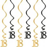 Závěsné spirály "18" černo-zlaté 6 ks – Zboží Mobilmania