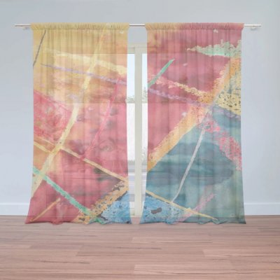 Sablio Záclony Barevné čáry: 2ks 150x250cm – Hledejceny.cz