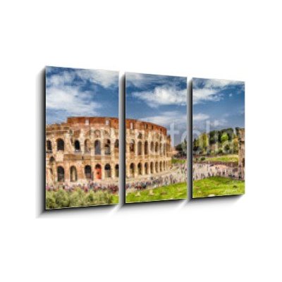 Obraz 3D třídílný - 90 x 50 cm - Panoramic view of the Colosseum and Arch of Constantine, Rome Panoramatický výhled na Koloseum a Konstantinův oblouk v Římě – Zboží Mobilmania