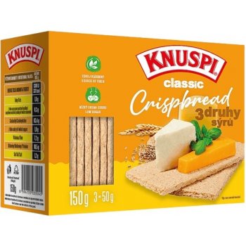Knuspi Classic Crispbread 3 druhy sýrů 150 g