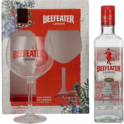 Beefeater London Dry Gin 40 % 0,7 l (dárkové balení 1 sklenice)