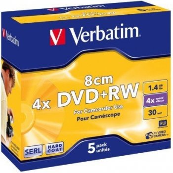 Verbatim DVD+RW DataLife PLUS 8cm Mini 1,4GB 4x, jewel box 5ks (43565)