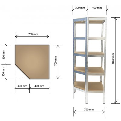 Matabro Regál 700 x 700 x 1800 mm 5 polic MB-SH03 – Sleviste.cz