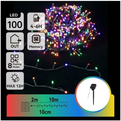 Aigostar LED Solární vánoční řetěz 100xLED 8 funkcí 12m IP65 multicolor | AI0425 – Hledejceny.cz