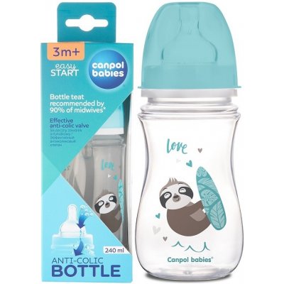 Canpol babies láhev se širokým hrdlem Exotic Animals 35/221 BLU 240 ml – Sleviste.cz