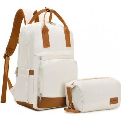 Kono batoh na notebook s kosmetickou taštičkou béžovo hnědá 20,5 l – Sleviste.cz