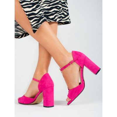 Pk Sandály Krásné růžové sandály dámské na širokém podpatku – Zboží Mobilmania