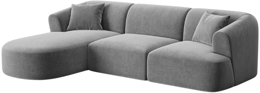Cosmopolitan Design Rohová pohovka Campi Šedá sametová 256 cm, levá