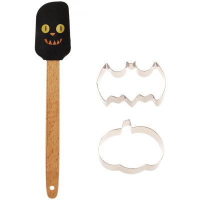 Halloweenská sada na pečení 3 díly (silikonová stěrka + 2 vykrajovátka) – Hledejceny.cz