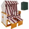 Zahradní židle a křeslo tectake 403908 plážový koš s polstrováním vč. ochranné plachty - červená/bílá