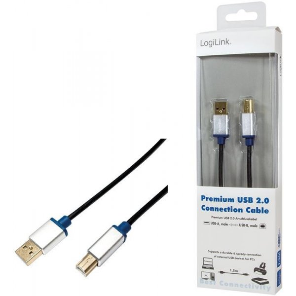 usb kabel Logilink BUAB215 USB 2.0, USB-A Male to USB-B Male, 1,5m