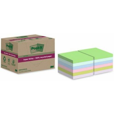 Bločky samolepicí Super Sticky Post-it® recyklované, různé barvy, 76×76 mm , 12 bloků – Hledejceny.cz