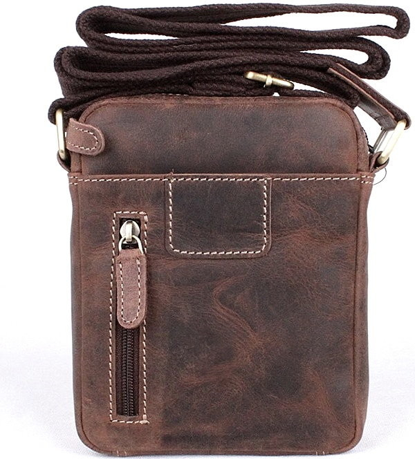 HGL Malá pánská kožená crossbody taška HGL no. 621 tmavěhnědá