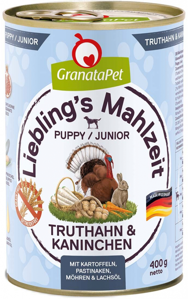 GranataPet Junior s krocaním masem a králíkem 12 x 400 g