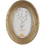 Zlatý antik oválný fotorámeček s drážkami - 15*2*20 cm / 10*15 cm - Clayre & Eef – Zboží Živě