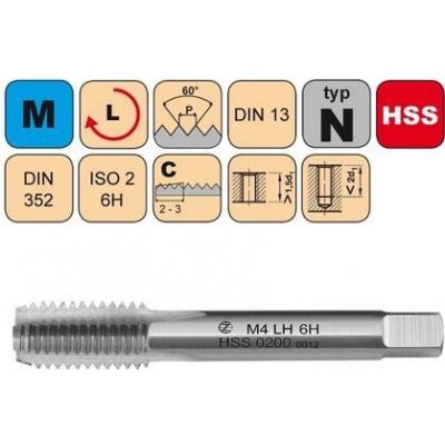 NÁSTROJE CZ Sadový závitník M3x0,5 III LH ISO2 HSS DIN 352 LEVÝ - 0200L - CZZ0200L-M3-III-ISO2 – Zboží Mobilmania