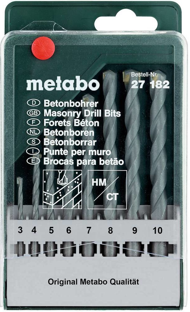 Metabo 627182000 sada vrtáku do betonu 8dílná 3 mm, 4 mm, 5 mm, 6 mm, 7 mm, 8 mm, 9 mm, 10 mm 8 ks
