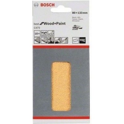 10x Brusný papír - brusivo pro vibrační brusky Bosch Best for Wood and Paint C470 80x133mm, hr. 320, 8 otvorů (2608607235) – Zboží Mobilmania