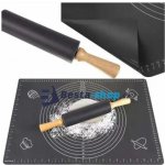 Silikonový vál 70 × 50 cm + váleček šedý – Sleviste.cz