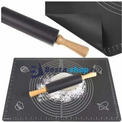 Silikonový vál 70 × 50 cm + váleček šedý – Sleviste.cz